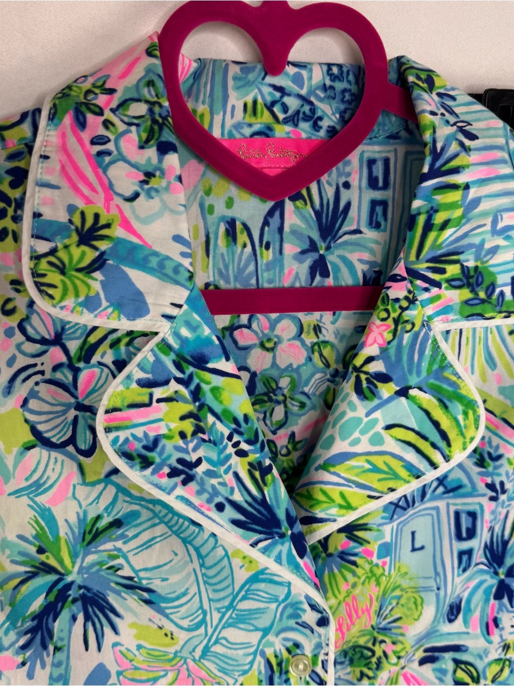 Lilly Pulitzer “Lilly’s House” Blue Floral Button-Front Pajama Top and Bottom XS - Picture 5 of 10
